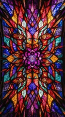 Vertical Stained Glass Texture Inspired by Medieval Cathedral Windows for Smartphone Wallpaper