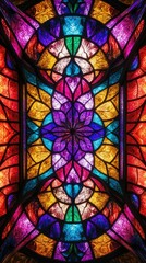 Vertical Stained Glass Texture Inspired by Medieval Cathedral Windows for Smartphone Wallpaper