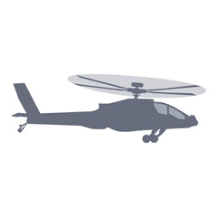 Flying helicopter on white background