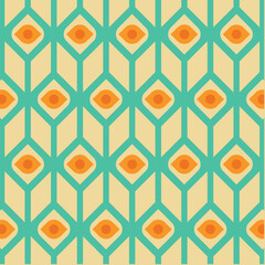 70's Retro Seamless Pattern. 60s and 70s Aesthetic Style.