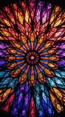 Vertical Stained Glass Texture Inspired by Medieval Cathedral Windows for Smartphone Wallpaper
