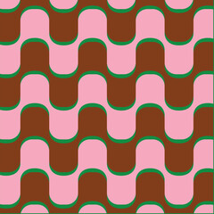 70's Retro Seamless Pattern, 60s and 70s Aesthetic Style, vector pattern