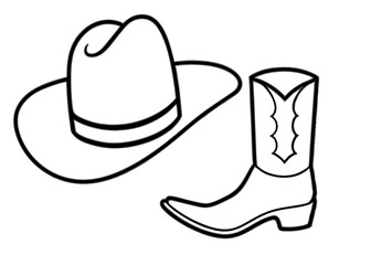 
Cowboy boots and western hat. Cowgirl hat and boots line art vector
