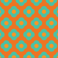 70's Retro Seamless Pattern, 60s and 70s Aesthetic Style, vector pattern