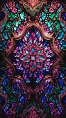 Vertical Stained Glass Texture Inspired by Medieval Cathedral Windows for Smartphone Wallpaper