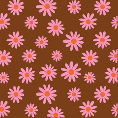 70's Retro Seamless Pattern, 60s and 70s Aesthetic Style, vector pattern