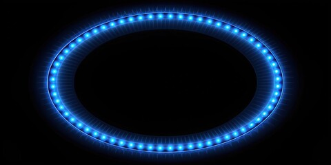 Circle light frame in blue color on a black background, circle, light, frame, blue, black, background, abstract, geometric, design