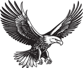 Obraz premium Soaring Eagle: A Powerful Vintage-Style Vector Illustration