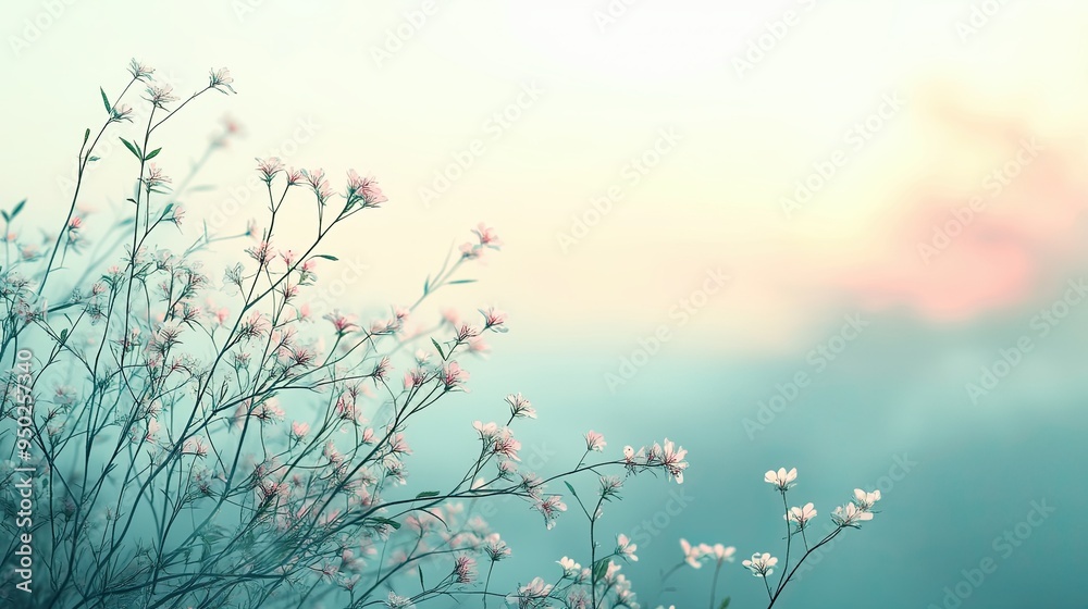Wall mural a notification window with a translucent background featuring a blurred image of a calming natural s
