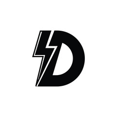 D letter logo with lightning bolt concept design