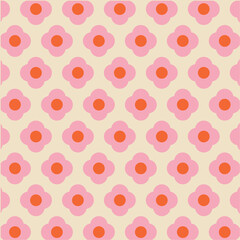 70's Retro Seamless Pattern. 60s and 70s Aesthetic Style.