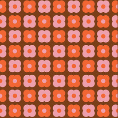 70's Retro Seamless Pattern. 60s and 70s Aesthetic Style.