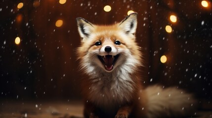 Obraz premium Happy Fox in Snowfall