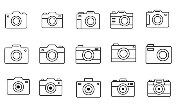 Camera Line Icon Set Vector 