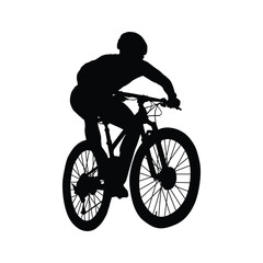 Silhouette of a mountain bike athlete flight illustration design