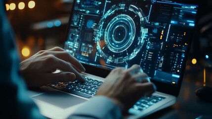 Technical support customer service concept, software engineer using laptop computer with customer support and global network, internet technology, it support, digital system