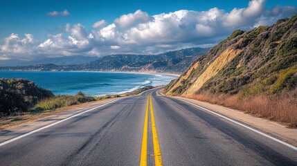 Stunning Ventura Highway Ocean View at Daylight, Capturing Serene Coastal Ambiance with Vibrant Energy and Joyful Travel Experience in Ultra-High Resolution