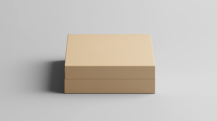Closed cardboard box mockup standing on gray background