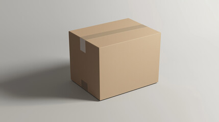 Fototapeta premium Cardboard box mockup casting a shadow on a white background