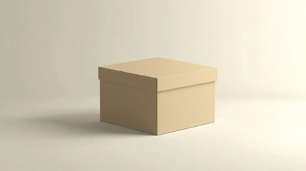 Obraz premium Closed cardboard box mockup standing on white background