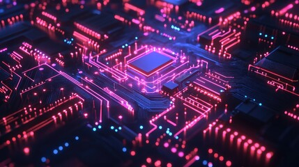 Fototapeta premium Glowing digital circuit board with cyber effects