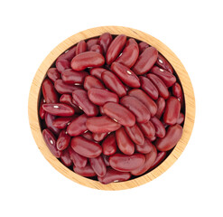 res beans adzuki  in wooden bowl .top view