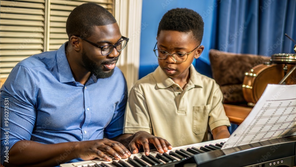 Canvas Prints african american boy wearing eyeglasses sitting