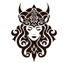 ornamental viking woman face logo