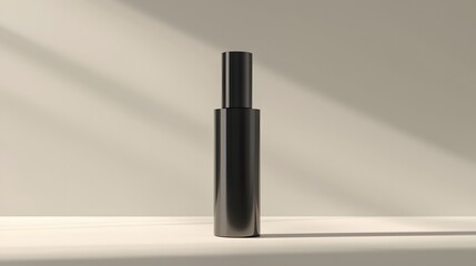 Black Cosmetic Tube With Sunlight Shadows.