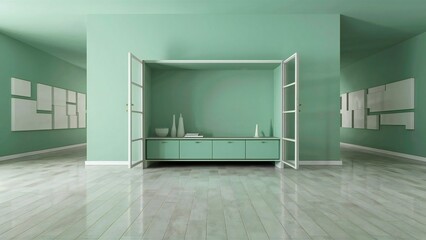 Obraz premium room with blue wall and window