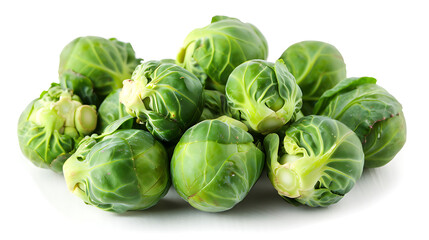 Fototapeta premium Organic Brussels Sprouts Against White Minimalist Design Space for Text.