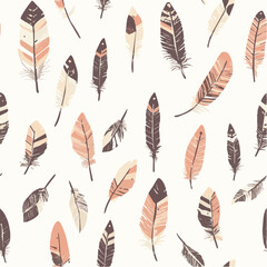 Boho seamless pattern with feathers and arrows
