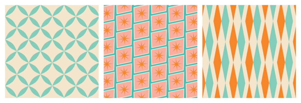 50s Mid Century Modern Pattern Bundle Set, 1950s Atomic Patterns
