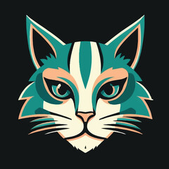 Playful Minimalist White Cat Face Illustration Mobile Wallpaper