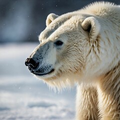 Polar Bear in Snowy Arctic Landscape
