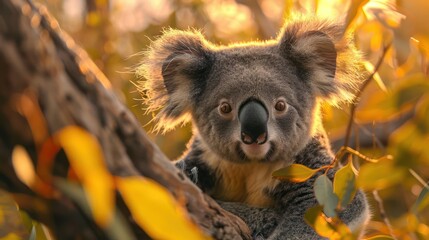 Fototapeta premium Cute koala cub with its eyes wide open,