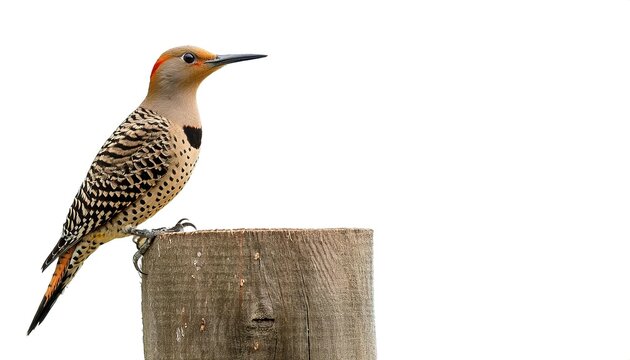 northern flicker or common flicker - Colaptes auratus - native to most of North America, parts of Central America, Cuba, and the Cayman Islands, and is one of the few woodpecker species that migrate