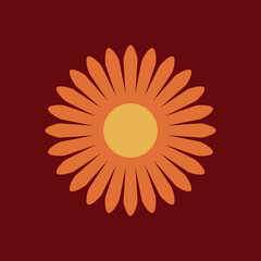 70s Retro Flower Clipart Elements Vector Design, in red, orange and yellow colors, flowers