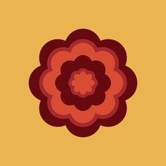 70s Retro Flower Clipart Elements Vector Design, in red, orange and yellow colors, flowers