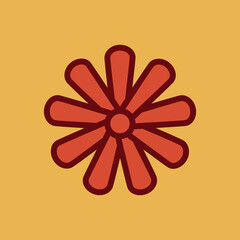70s Retro Flower Clipart Elements Vector Design, in red, orange and yellow colors, flowers
