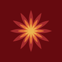 70s Retro Flower Clipart Elements Vector Design, in red, orange and yellow colors, flowers