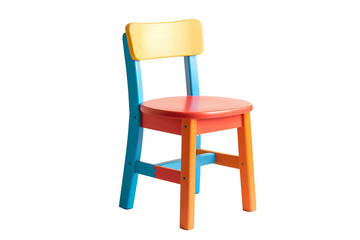 Single colorful wooden chair isolated on transparent background.