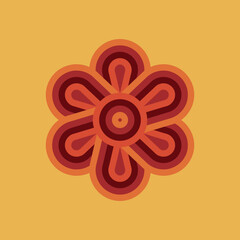 70s Retro Flower Clipart Elements Vector Design, in red, orange and yellow colors, flowers
