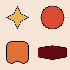70s Retro Badges Bundle Set, vector, orange, yellow, red o beige background