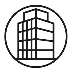 High-rise building circle around it perfect line icon.