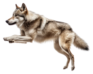 PNG Jumping wolf in mid-air