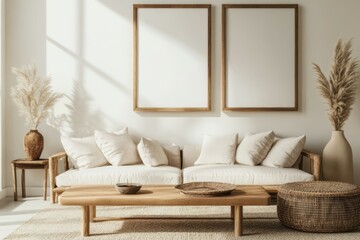 Minimalist Living Room with Wooden Accents