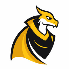 A humanoid dragon wearing a cloak mascot logo design