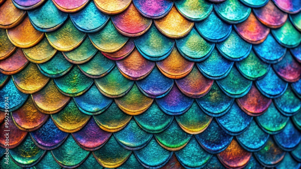 Aufkleber close-up detail of colorful fish nacre scales, perfect for a mermaid texture or background , macro, 