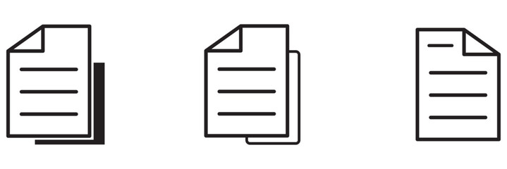 Paper documents icons. Linear File icons.